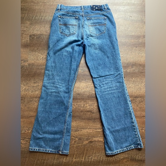 EXPRESS jeans embroidered studded denim 9/10 vintage Y2K flare EUC juniors - Picture 3 of 14